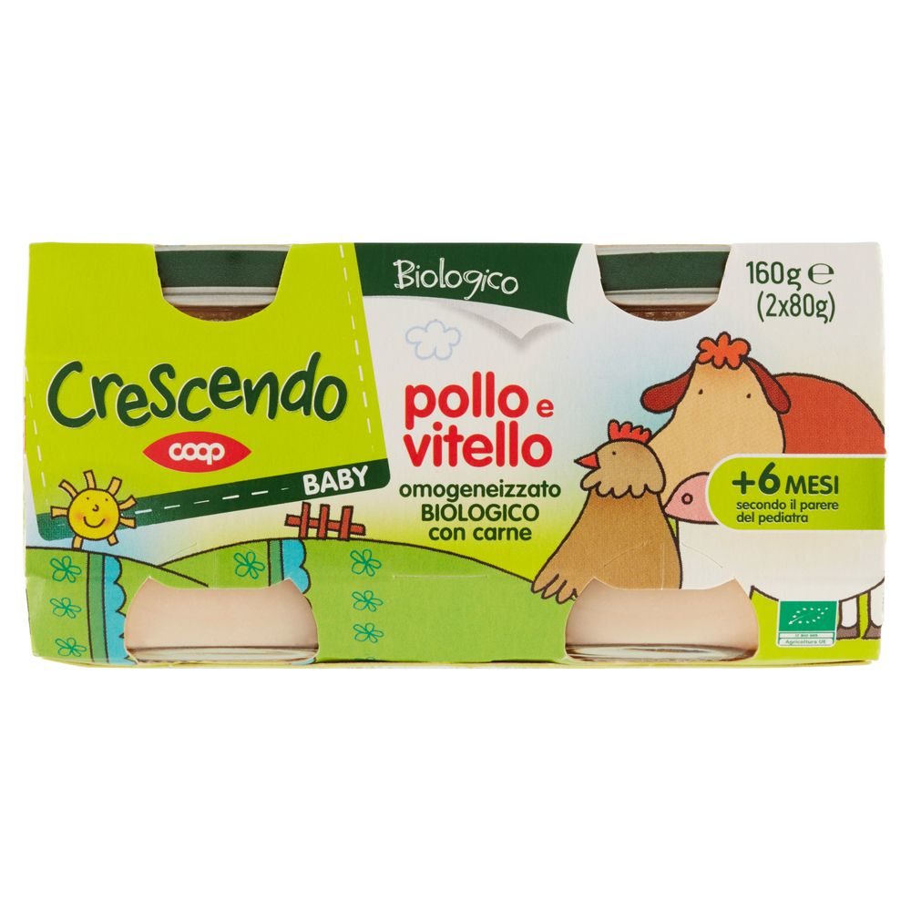 Baby Pollo E Vitello Omogeneizzato Biologico Con Carne 2 X 80 G