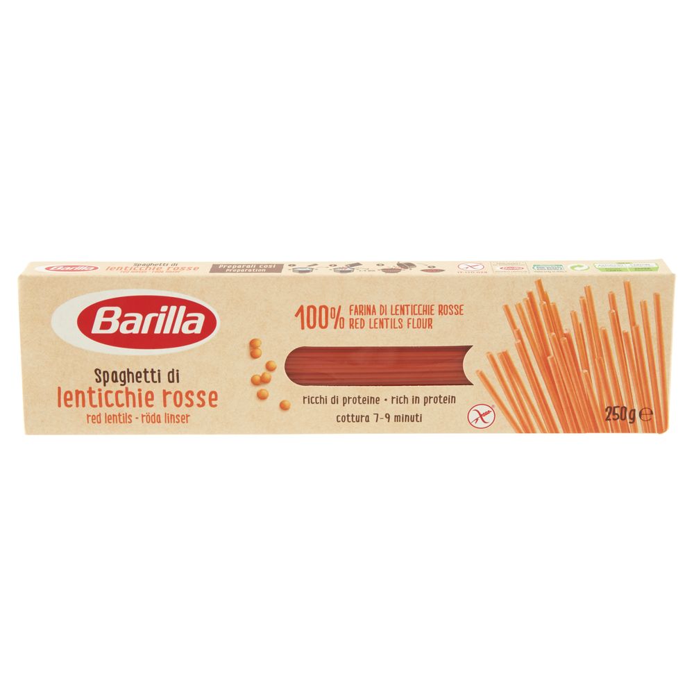 Barilla Pasta Ai Legumi Spaghetti Di Lenticchie Rosse 100% Farina Di Legumi  250g 