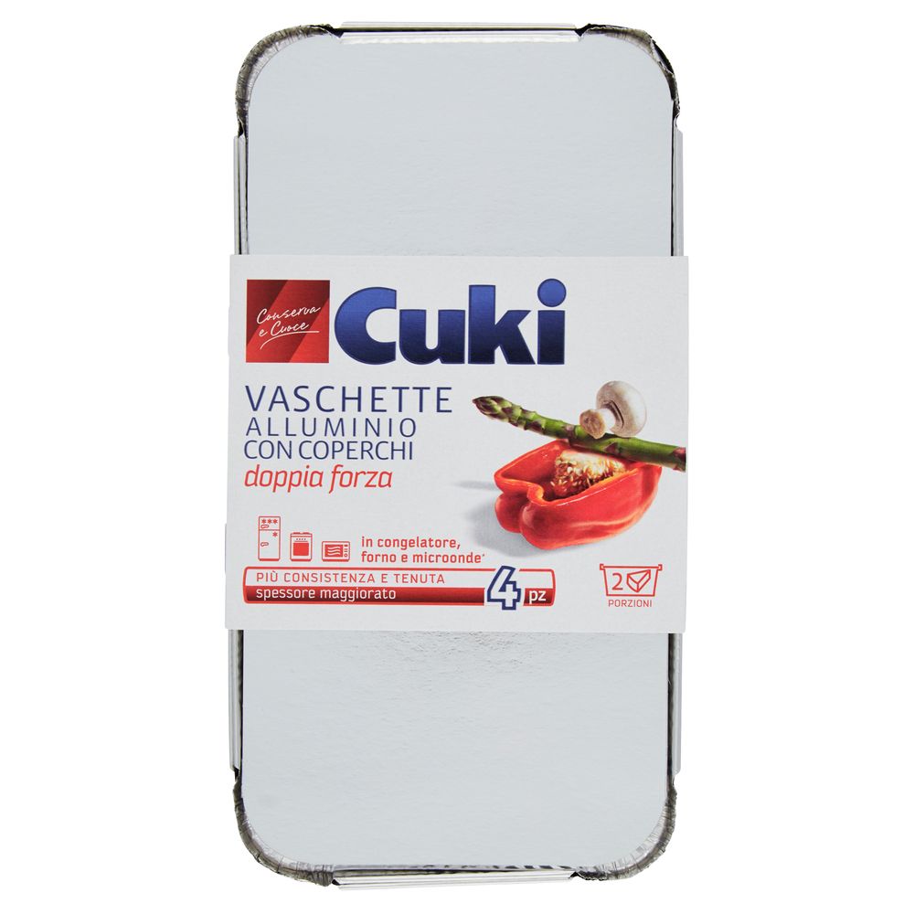 Cuki Conserva E Cuoce Vaschette Alluminio Con Coperchi 2 Porzioni - 4 Pz  (r62) -  