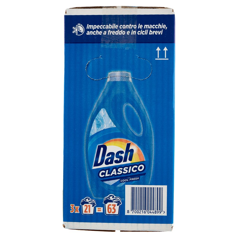 Dash Detersivo Liquido Lavatrice, Classico, 3x21 Lavaggi=63 Lavaggi  3x1050ml 
