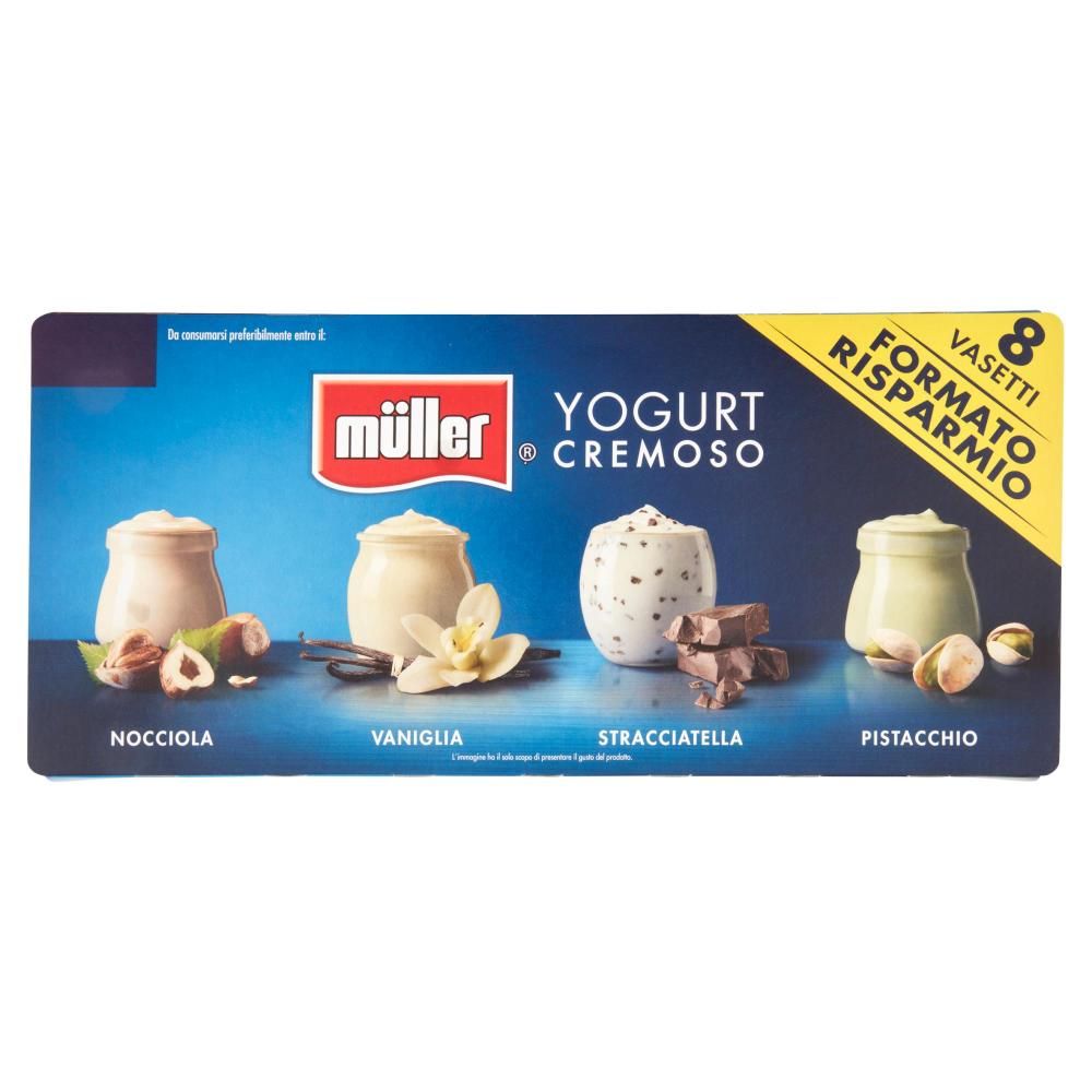 Müller Yogurt Cremoso Nocciola, Vaniglia, Stracciatella, Pistacchio 8 X 125  G -  