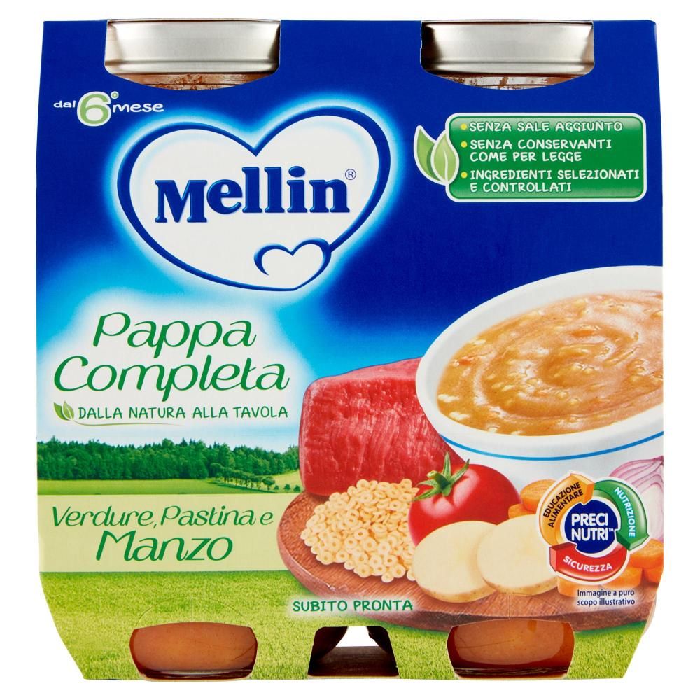 Mellin Pappa Completa Verdure, Pastina E Manzo 2 X 250 G -  
