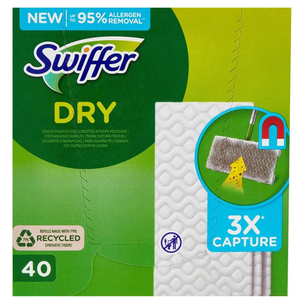 Swiffer Dry Panni Cattura Polvere Per Scopa Swiffer - Ricarica 40 Salviette  -  